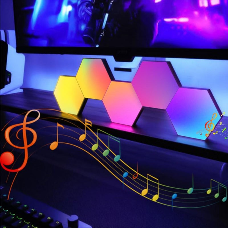IFTHFOUR Hexagon LED Wall Light Panels: Smart RGB Color-Changing Hexagon Lights with App & Remote Control, Music Sync Mode,DIY Wall Decor for Bedroom, Gaming Room, Home Theater (8) - Image 3